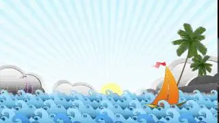 Футаж детский море с корабликом HD