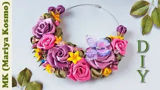 Колье канзаши из лент | розы своими руками | сатин | мастер класс | DIY | kanzashi