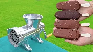 COLORFUL ICE CREAM BARS vs MEAT GRINDER COOL EFFECT!