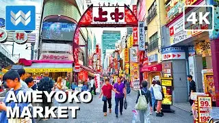 [4K] Ameyoko Market Shopping Street in Ueno Tokyo Japan 🇯🇵 2024 Walking Tour Vlog & Travel Guide