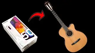 How to Make a Guitar Using a Mobile Box at Home 🎸