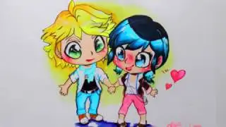 Drawing Miraculous LadyBug Как нарисовать Маринетт и Адриана из Леди Баг и Супер кот Нуар