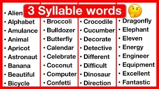 3 Syllable Word List 🤔 | Syllables in English | Types of Syllables | Learn with examples