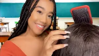 ASMR Girl In The Back Of The Class Plays With Your Hair P3💆💞 ASMR Hair Play