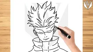 How to draw Satoru Gojo Jujutsu Kaisen Step by step, Drawing Tutorial Trick Easy For Kids