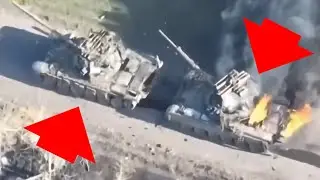 FPV Drones Destroy Two T-80BV Tanks Next To Each Other