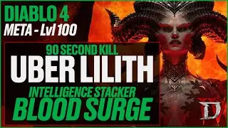 Diablo 4 | 90 Second UBER LILITH Kill | Int Stacker BLOOD SURGE NECRO (Season 2)