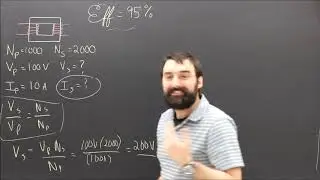 Electrical Transformer Sample Problem (Not 100% Efficient)