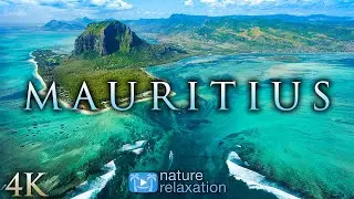 Flying Over the Tropical Island of Mauritius [4K] 🏝️ 1 HR Nature Relaxation + Music & Ocean Sounds