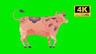 3 COW Green Screen Animated 4k 2023 ANIMAL GREEN SCREEN #10