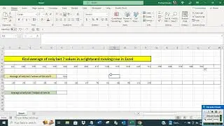 Find average of only last 7 values in a rightward moving row in Excel