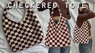 Crochet Checkered Tote Bag Tutorial | In-Depth
