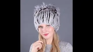 Новинка, россия, женские шапки из натурального кроличьего меха, вязаные полосатые 100% зимняя теплая