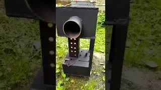 Печь на отработке с воздушным контуром без дымохода