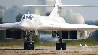 Ту-160 Взлёт на форсаже и проходы на низкой высоте. Белый лебедь