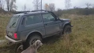 НИВА Бронто с турбиной 0,5 Bar. Осень. Через овражек на шинах BF Goodrich T/A.