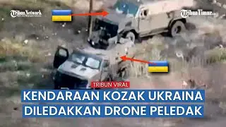 Dua Kendaraan Kozak Ukraina yang 'Parkir Sembarangan' Disikat Drone Rusia