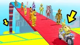 ANIMATRONICS PARKOUR DA MEGA RAMPA COM MOTOS? | GTA V Five Nights at Freddy's