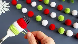 🎄💥 Garland of leftover yarn 💥 Pom Pom Garland 🎄 Christmas Craft Ideas