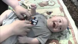 4 Month Old Baby gets Tickled Silly! Laughing Screams & Talking too