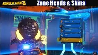 Borderlands 3 - Zane Cosmetics Guide (All Heads & Skins Customizations)