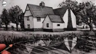 How to Draw a House in a Landscape: Pencil Drawing