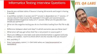 ETL Testing | Informatica Testing | ETL Testing Interview Questions