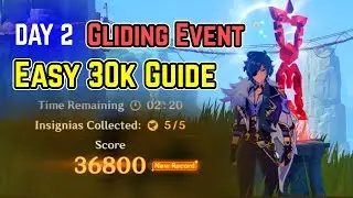 Gliding Challenge Event Day 2 - Easy 30k Guide + Advanced High Score Tips | Genshin Impact