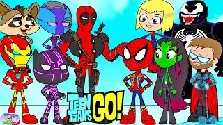 Teen Titans Go! vs. Iron Man Black Panther and friends! Cartoon Character Swap - SETC