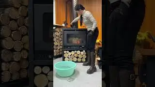 This indoor smokeless heating stove produces no smoke even when burning wet wood #winter