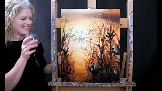 Learn to Paint AUTUMN MORNING WEB with Acrylics - Paint and Sip at Home - Step by Step Tutorial