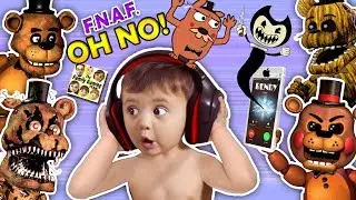 OH NO! BABY Shawn vs. FIVE NIGHTS at FREDDYS 1,2, & 4 + He Calls BENDY & the INK MACHINE (FGTEEV)