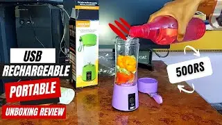 USB Rechargeable Portable Blender Unboxing 380ml 6 Blades Juicer Review