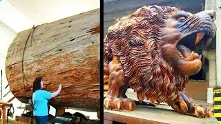 Ce Que Des Sculpteurs De Bois Font De Ces Larges Buches Est Surprenant