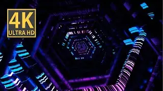 Abstract Background Video 4k TV VJ LOOP NEON Pink Blue Metallic Hexagon Tunnel  Calming Visual ASMR