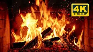 🔥 Cozy Fireplace 4K (12 HOURS). Fireplace with Crackling Fire Sounds. Crackling Fireplace 4K UHD