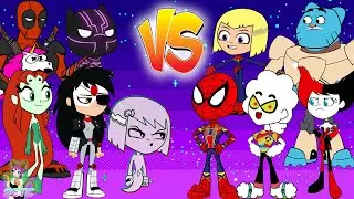 Teen Titans Go! vs. Black Panther Spiderman and friends Cartoon Character Color Swap - SETC