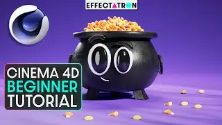 C4D 2024 Create Cute Cauldron and Candy Corn Scene - Download File Redshift