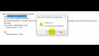ADODB.Connection apear compile error user data defined not defined حل مشكلة إتصال أكسس بsql server