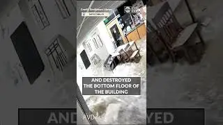 Video captures destruction of lower level of a New York library by flood waters.  #news
