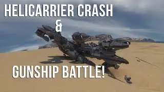 Space Engineers | HELICARRIER CRASH / GUNSHIP BATTLE!