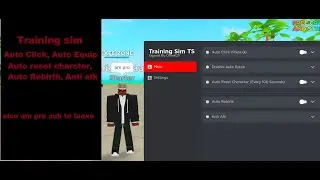 Training sim Script Auto click, Auto Equip, Auto reset charcter, auto Rebirth, Anti afk [Pipa]