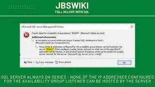 SQL Server Always On Series - None of the IP addresses configured for the AG listener can be hosted