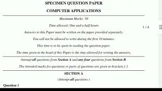 ICSE SEMESTER 2 Computer Specimen Paper| Pattern and Marking Scheme