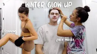 WINTER GLOW UP ROUTINE | talking about kids, tanning, pedicures