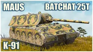 Maus, K-91 & BatChat 25 t • WoT Blitz Gameplay