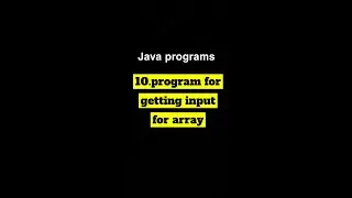 Program for getting input for array
