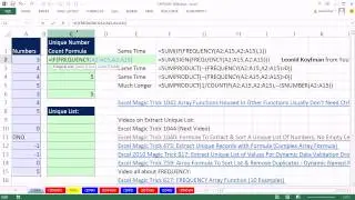 Excel Magic Trick 1043: Count Unique Numbers in Column with Empty Cells and Text (Mixed Data)