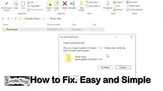 Can´t Delete file, This is no longer located in Verify the items location and try again Fix, Easy