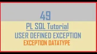 Tutorial 49 : User Defined Exception Example || Exception Datatype